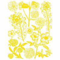 Hambly Studios - Screen Prints - Hand Silk Screened Rub Ons - Flowers and Feathers - Yellow