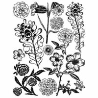 Hambly Studios - Screen Prints - Hand Silk Screened Rub Ons - Flowers and Feathers - Black