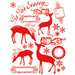 Hambly Studios - Screen Prints - Christmas - Hand Silk Screened Rub Ons - Holiday Reindeer - Red