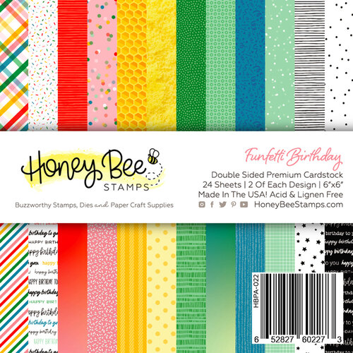 Honey Bee Stamps - Let's Celebrate Collection - 6 x 6 Paper Pad - Funfetti Birthday