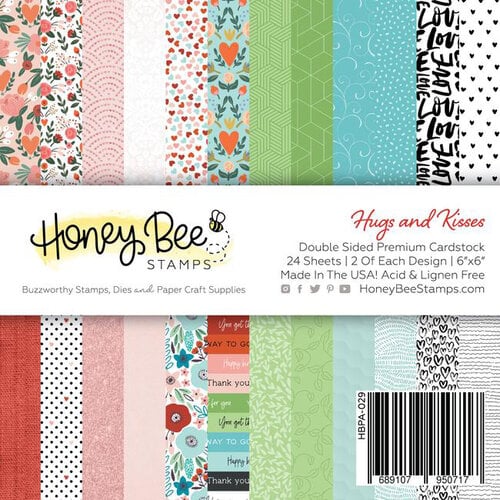 Honey Bee Stamps - Sealed With Love Collection - 6 x 6 Paper Pad - Hugs and Kisses