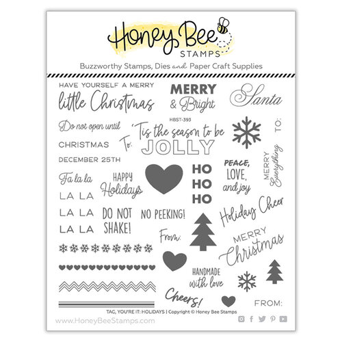 Honey Bee Stamps - Vintage Holiday Collection - Clear Photopolymer Stamps - Tag, You're It - Holidays