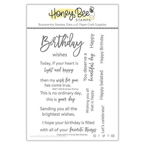 Honey Bee Stamps - Birthday Bliss Collection - Clear Photopolymer Stamps - Birthday Wishes