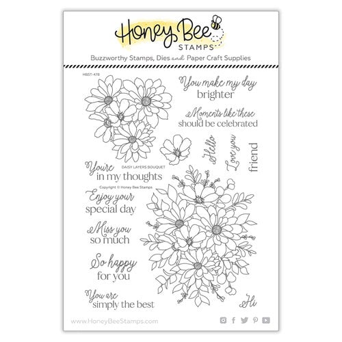 Honey Bee Stamps - Simply Spring Collection - Clear Photopolymer Stamps - Daisy Layers Bouquet