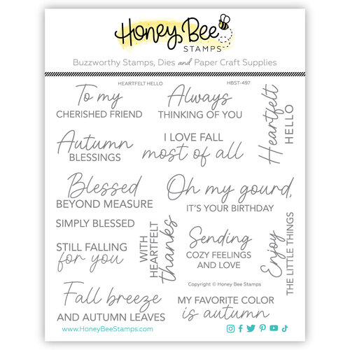 Honey Bee Stamps - Heartfelt Harvest Collection - Clear Photopolymer Stamps - Heartfelt Hello