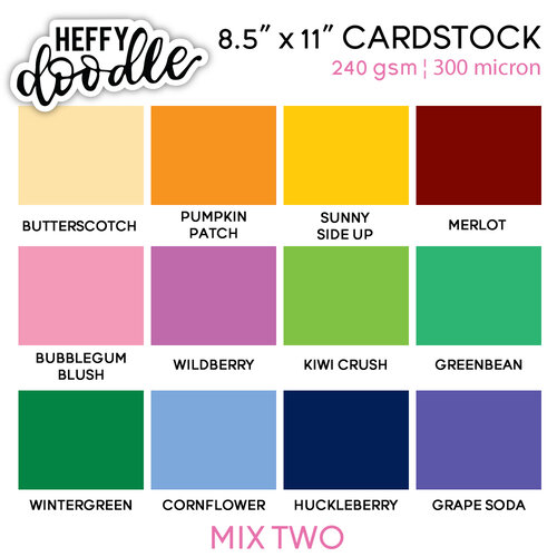 Heffy Doodle - 8.5 x 11 Coloured Cardstock - Mix 2