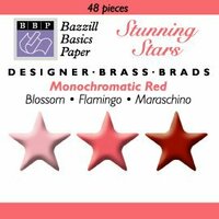 Happy Hammer Bazzill Basics Mini Brads - Stunning Stars - Reds, CLEARANCE