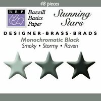 Happy Hammer Bazzill Basics Mini Brads - Stunning Stars - Grays and Blacks, CLEARANCE