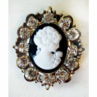 Melissa Frances - Vintage Jeweled Brooch - Crystal Cameo