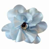Melissa Frances - Vintage Jeweled Flower - Soft Blue Satin Flower