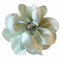 Melissa Frances - Vintage Jeweled Flower - Pale Green Satin Flower