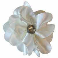 Melissa Frances - Vintage Jeweled Flower - White Satin Flower