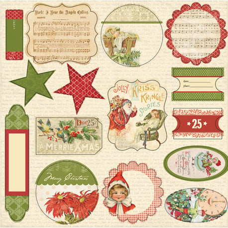 Melissa Frances - Deck the Halls Collection - Christmas - 12 x 12 Cardstock Die Cuts