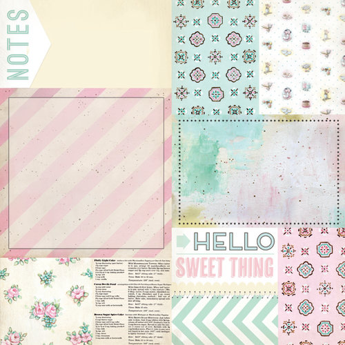 Melissa Frances - The Sweet Life Collection - 12 x 12 Double Sided Paper - Bits and Pieces