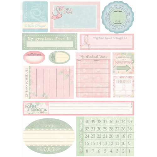 Melissa Frances - Heart and Home - Thankful Collection - Cardstock Stickers - Breast Cancer - Date Prompt