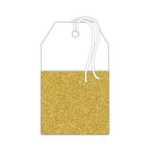 Hampton Art - Tags - Pocket with Glitter Accents - White
