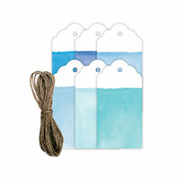 Hampton Art - Tags with Twine - Watercolor - Blue