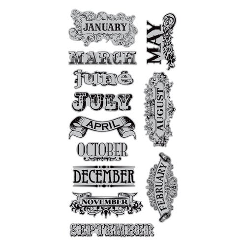 Hampton Art - 7 Gypsies - Cling Mounted Rubber Stamps - Twelve Months