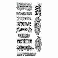 Hampton Art - 7 Gypsies - Cling Mounted Rubber Stamps - Twelve Months
