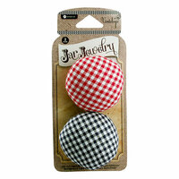 Hampton Art - Jar Jewelry Collection - Pin Cushion Jar Lids - Red and Navy Gingham