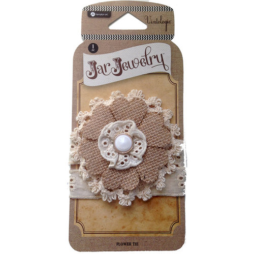 Hampton Art - Jar Jewelry Collection - Burlap Lace Flower Tie