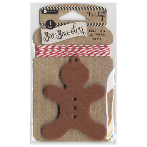 Hampton Art - Jar Jewelry - Christmas - Felt Tag with Twine - Gingerbread Man