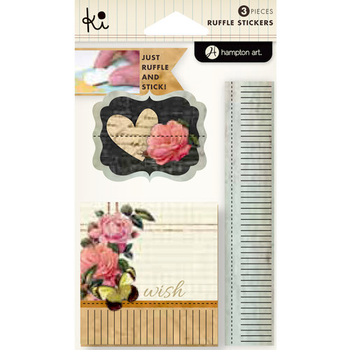 KI Memories - Vintage Charm Collection - Ruffles - Layered and Stitched Cardstock Stickers - Wish