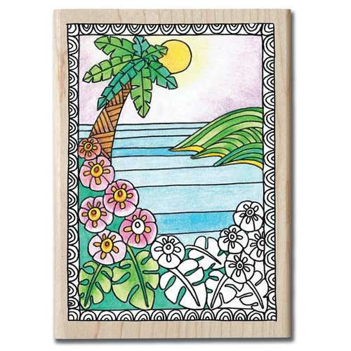 Hampton Art - Color Me Collection -Wood Mounted Stamps - Paradise