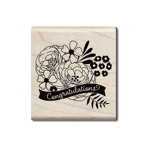 Hampton Art - Wood Mounted Stamps - Congratulations Flowers