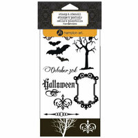 Hampton Art - Clear Acrylic Stamps and Stencil - Halloween - October 31st