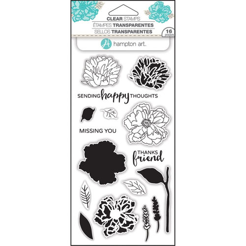 Hampton Art - Clear Acrylic Stamps - Layer Flower Happy