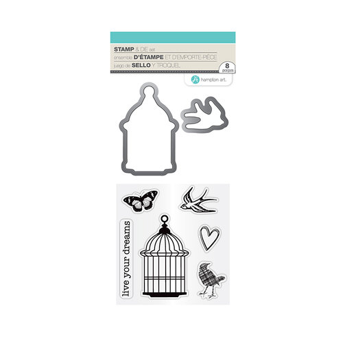 Hampton Art - Die and Clear Acrylic Stamp Set - Live Your Dreams