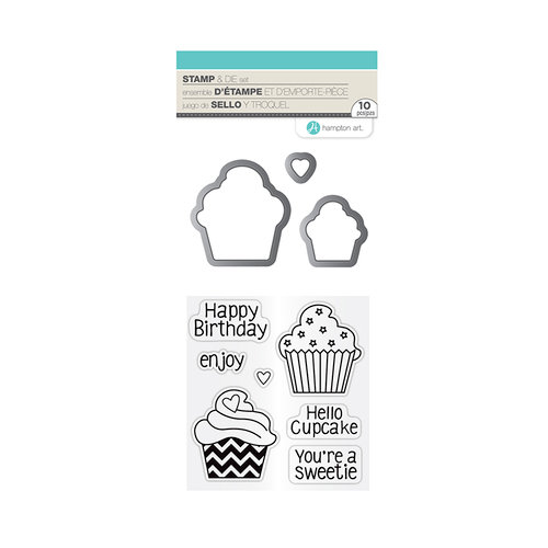 Hampton Art - Die and Clear Acrylic Stamp Set - Cupcakes