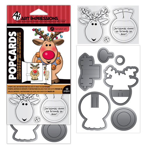 Art Impressions - PopCards Collection - Christmas - Stamp and Die Set - Reindeer