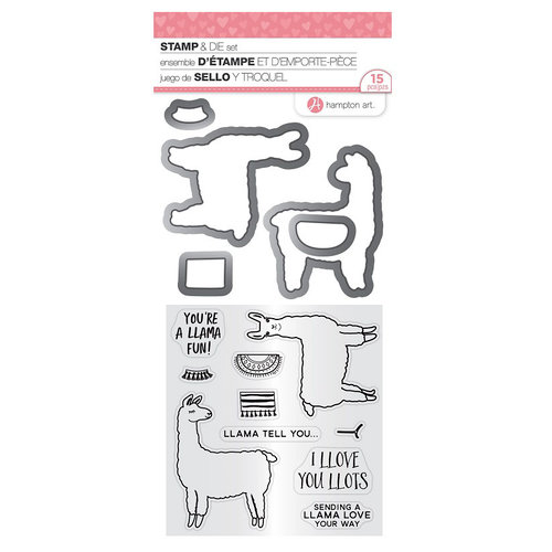 Hampton Art - Valentine's Day Collection - Die and Clear Acrylic Stamp Set - Llama Love