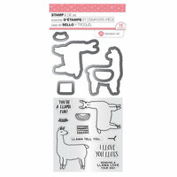 Hampton Art - Valentine's Day Collection - Die and Clear Acrylic Stamp Set - Llama Love
