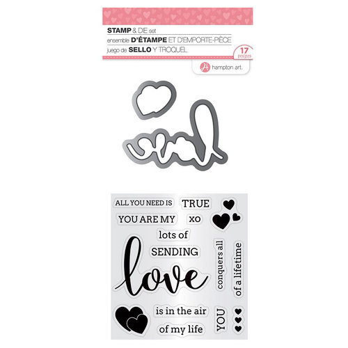 Hampton Art - Valentine's Day Collection - Die and Clear Acrylic Stamp Set - Sending Love