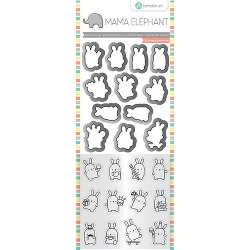 Hampton Art - Die and Clear Acrylic Stamp Set - Mini Bunny Agenda