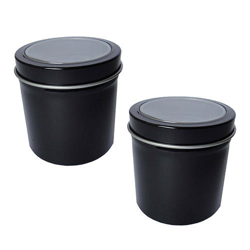 Hampton Art - Small Round Tin with Clear Lid - 2 Pack - Black