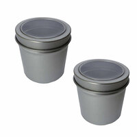 Hampton Art - Small Round Tin with Clear Lid - 2 Pack - Silver