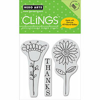 Hero Arts - Clings - Repositionable Rubber Stamps - Thanks Flowers, CLEARANCE