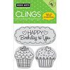 Hero Arts - Clings - Repositionable Rubber Stamps - Happy Birthday Cupcakes