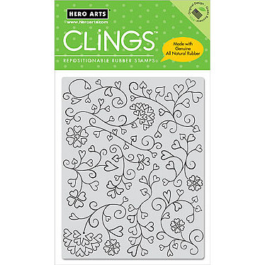 Hero Arts - Clings - Repositionable Rubber Stamps - Heart Flourishes