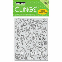 Hero Arts - Clings - Repositionable Rubber Stamps - Heart Flourishes