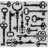 Hero Arts - Clings - Repositionable Rubber Stamps - Antique Keys