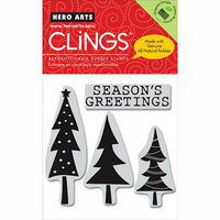 Hero Arts - Clings - Christmas - Repositionable Rubber Stamps - Season's Greetings - Set of Four