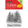Hero Arts - Clings - Christmas - Repositionable Rubber Stamps - Happy Holiday Trees - Set of Two