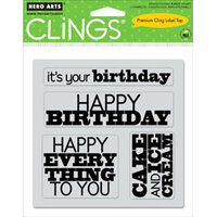 Hero Arts - Clings - Repositionable Rubber Stamps - Birthday - Set of Four