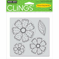 Hero Arts - Clings - Repositionable Rubber Stamps - Three Dotted Flowers - Set of Four