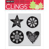 Hero Arts - Clings - Christmas - Repositionable Rubber Stamps - Snowflake Shapes - Set of Four
